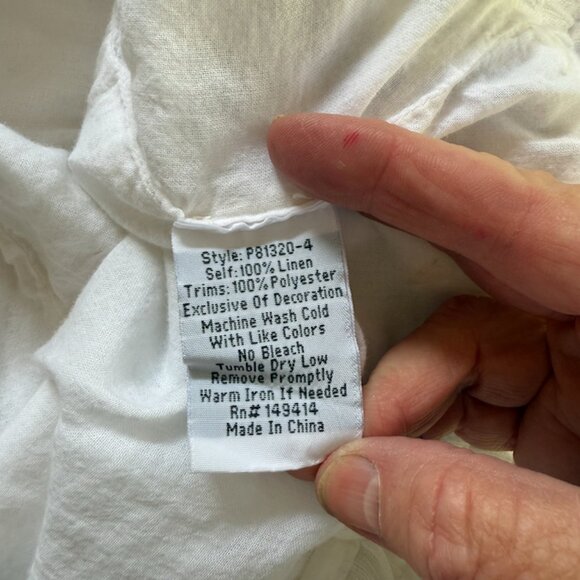 Johnny Was white linen shorts with dark blue embroidery Size L - Picture 4 of 7